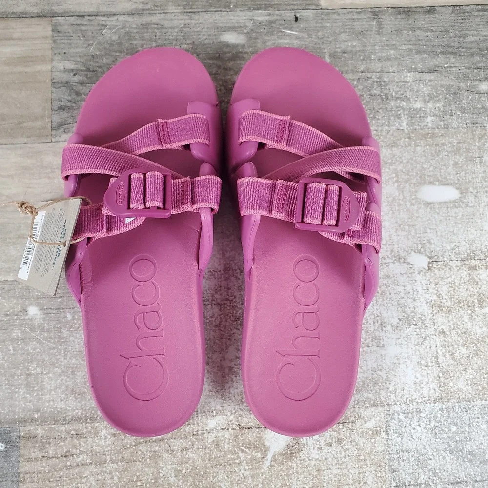 Chaco Chillos Kids Sandals Sz 6 Fuchsia Comfort Polyester Slip On Open Toe Slide